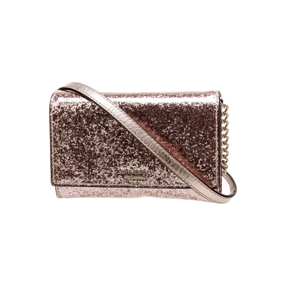 Kate Spade Glitter Bug Cami Crossbody Bag Pink Rose Gold Glitter Convert Clutch